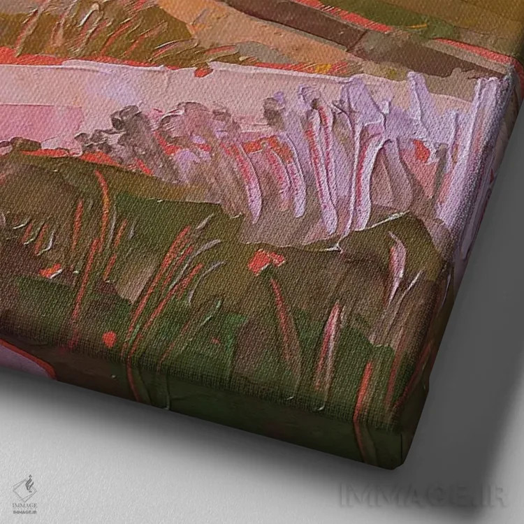 تابلو منظرهٔ بنفش اثر اکاترینا پریسیچ - نمای نزدیک بافت بوم