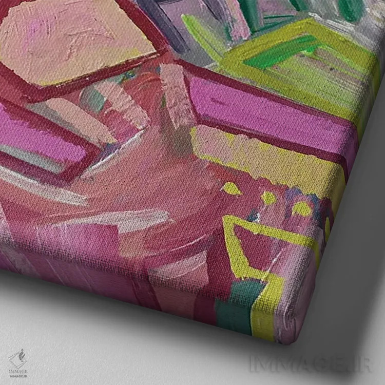 تابلو گلهای抽象ی اثر اکاترینا پریسیچ - نمای نزدیک بافت بوم