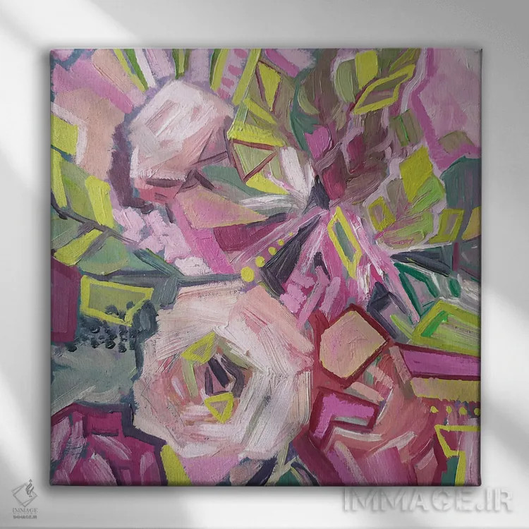 تابلو گلهای抽象ی اثر اکاترینا پریسیچ - نمای روبهرو روی دیوار