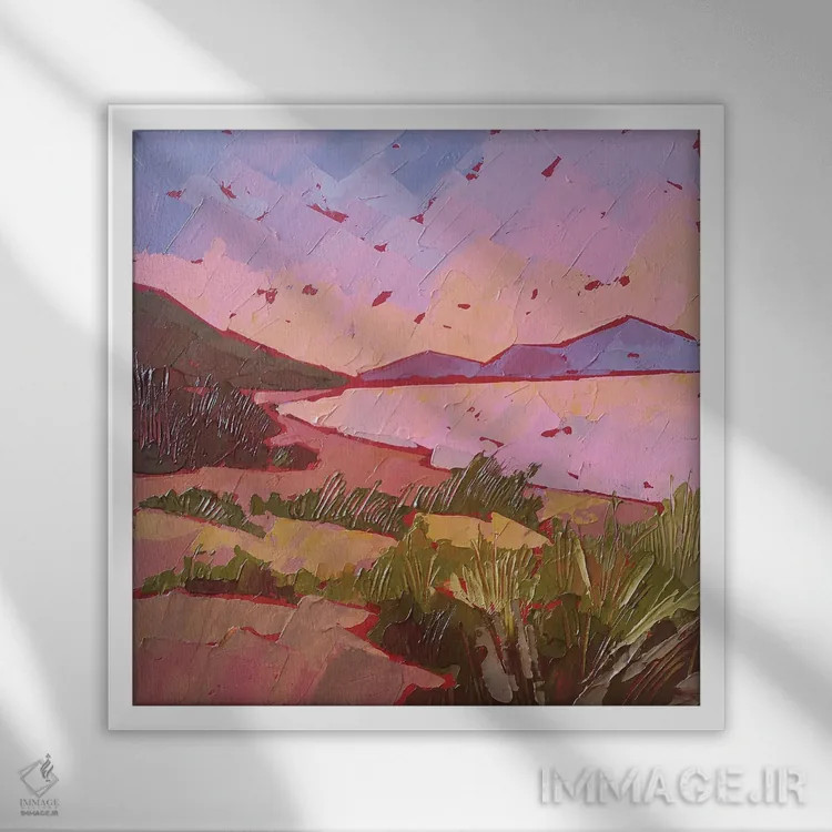 تابلو منظرهٔ ساحلی اثر اکاترینا پریسیچ - نمای قابدار سفید