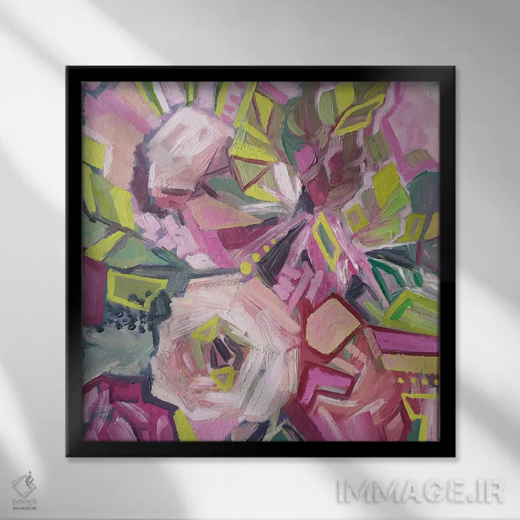 تابلو گلهای抽象ی اثر اکاترینا پریسیچ - نمای قابدار مشکی