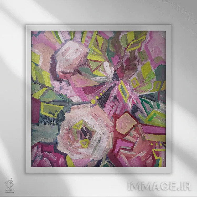 تابلو گلهای抽象ی اثر اکاترینا پریسیچ - نمای قابدار سفید