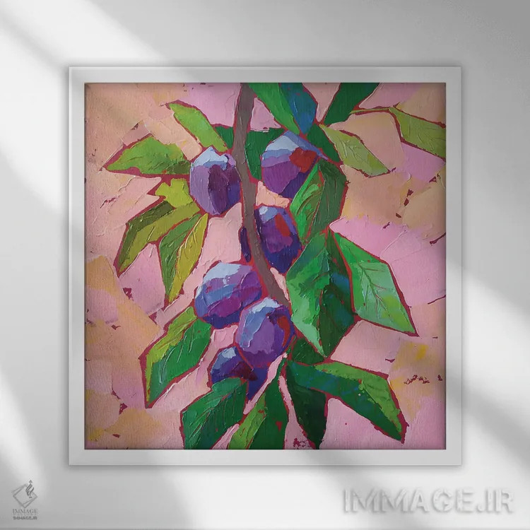 تابلو شاخهٔ آلو اثر اکاترینا پریسیچ - نمای قابدار سفید