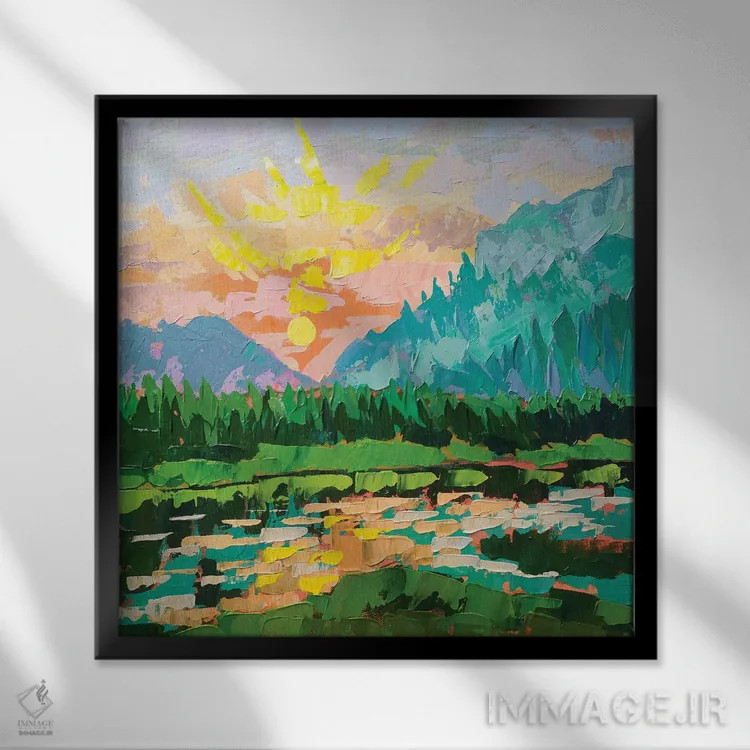 تابلو پارک ملی یلواستون اثر اکاترینا پریسیچ - نمای قابدار مشکی