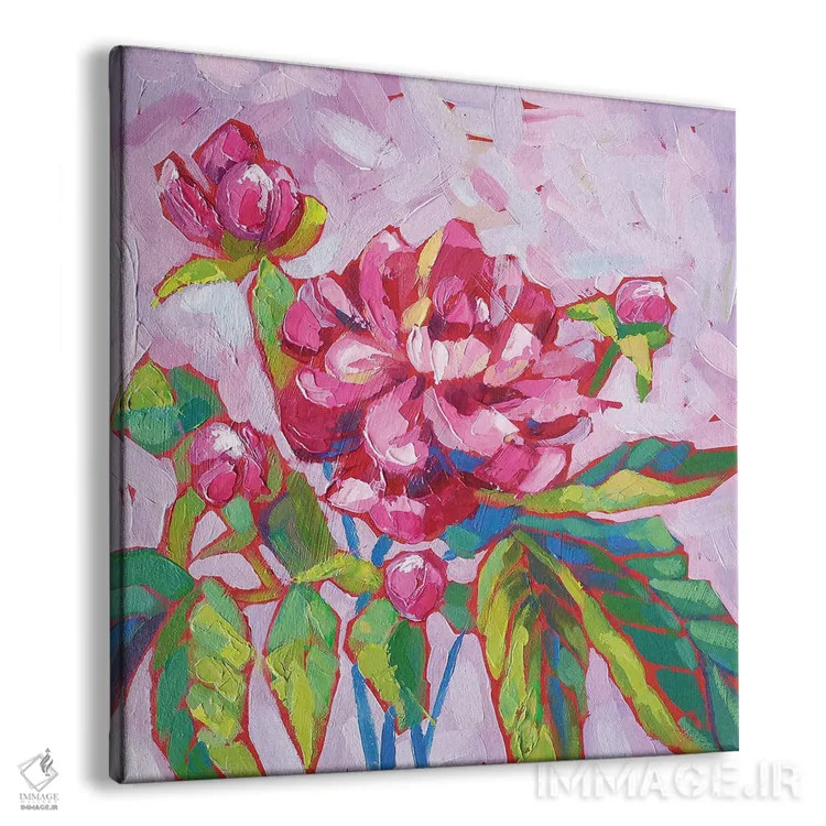 تابلو گل صدتومانی صورتی اثر اکاترینا پریسیچ - نمای پرسپکتیو محصول