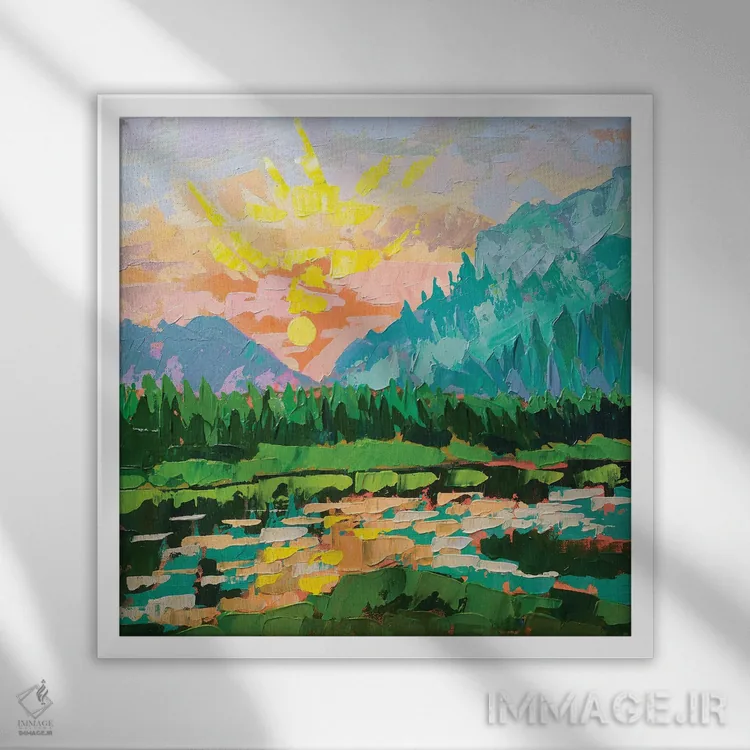 تابلو پارک ملی یلواستون اثر اکاترینا پریسیچ - نمای قابدار سفید