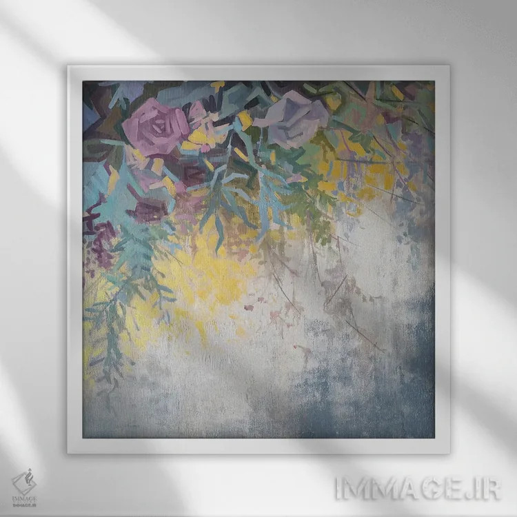 تابلو انتزاع گلها اثر اکاترینا پریسیچ - نمای قابدار سفید