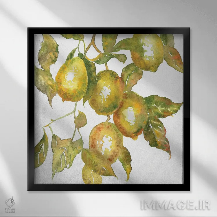 تابلو شاخهٔ لیمو اثر اکاترینا پریسیچ - نمای قابدار مشکی