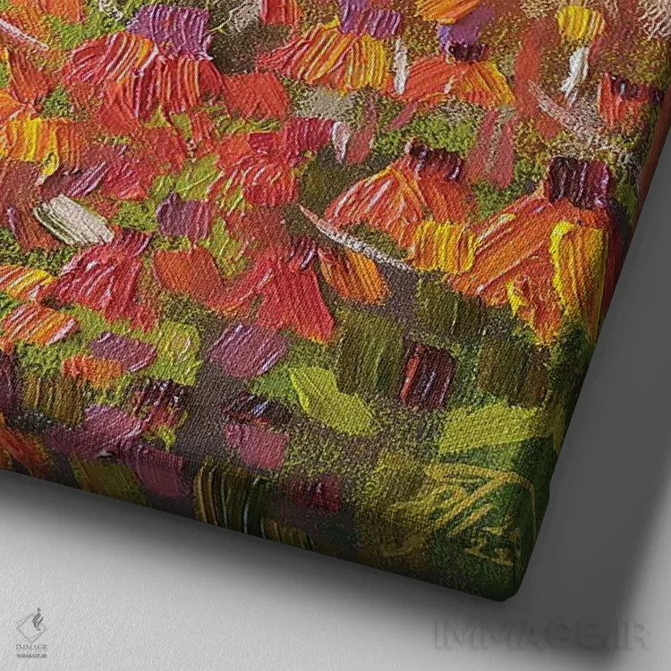 تابلو گلهای آفتابی اثر اکاترینا پریسیچ - نمای نزدیک بافت بوم