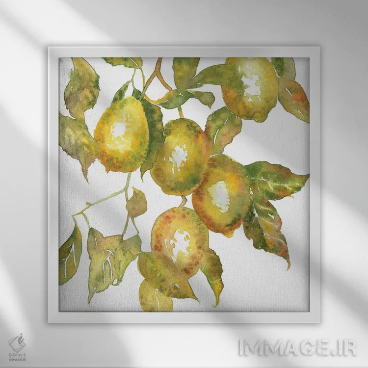 تابلو شاخهٔ لیمو اثر اکاترینا پریسیچ - نمای قابدار سفید