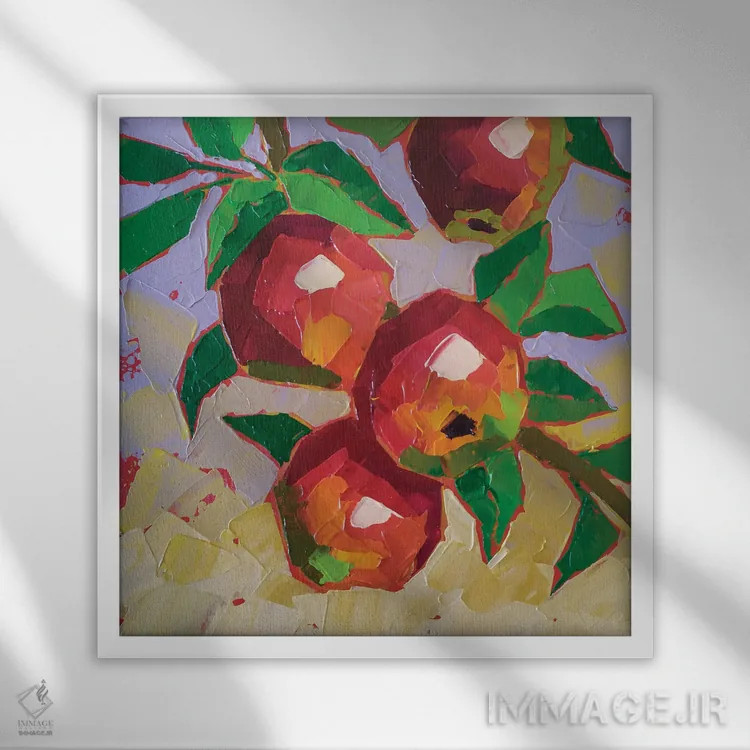 تابلو سیبهای آبدار اثر اکاترینا پریسیچ - نمای قابدار سفید