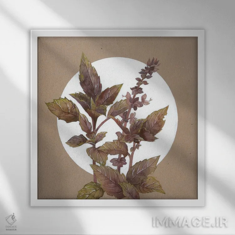 تابلو ریحان بنفش اثر اکاترینا پریسیچ - نمای قابدار سفید