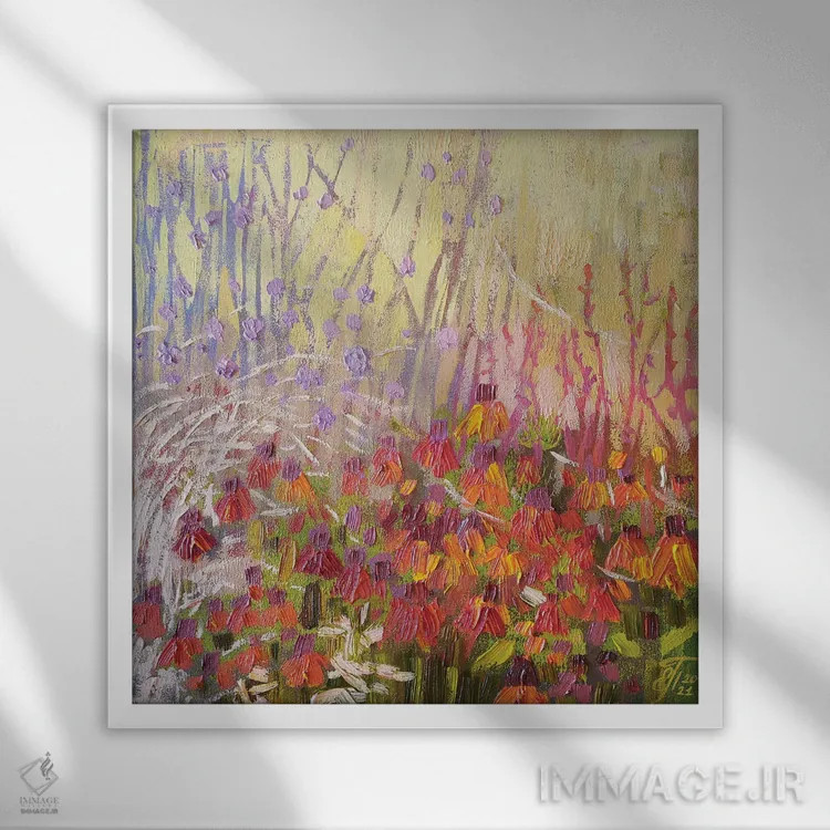 تابلو گلهای آفتابی اثر اکاترینا پریسیچ - نمای قابدار سفید