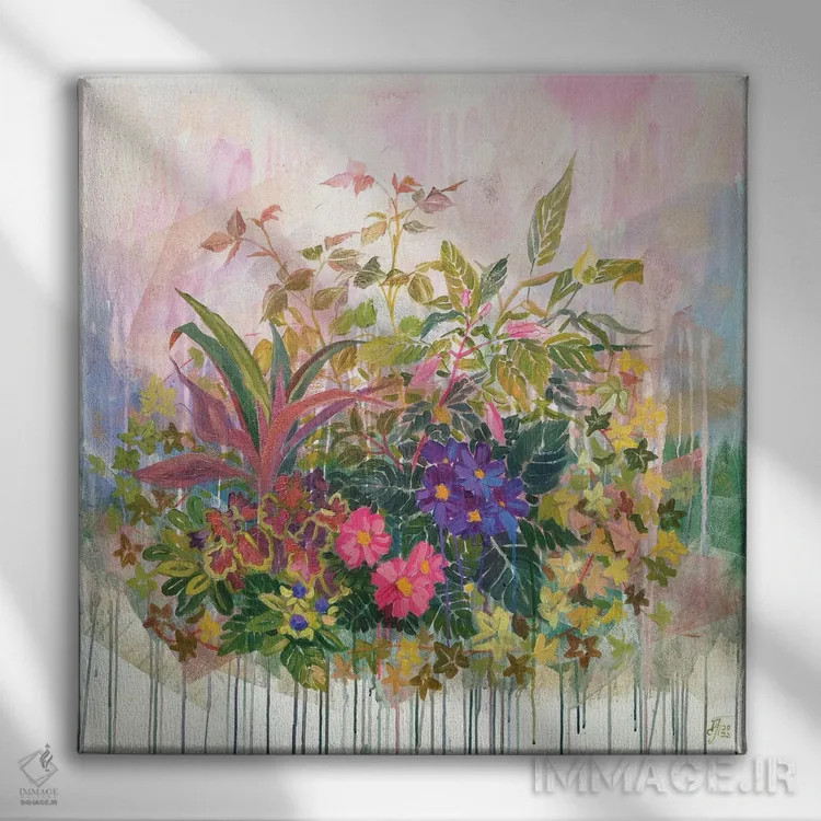 تابلو ترکیب باغ گلها اثر اکاترینا پریسیچ - نمای روبهرو روی دیوار