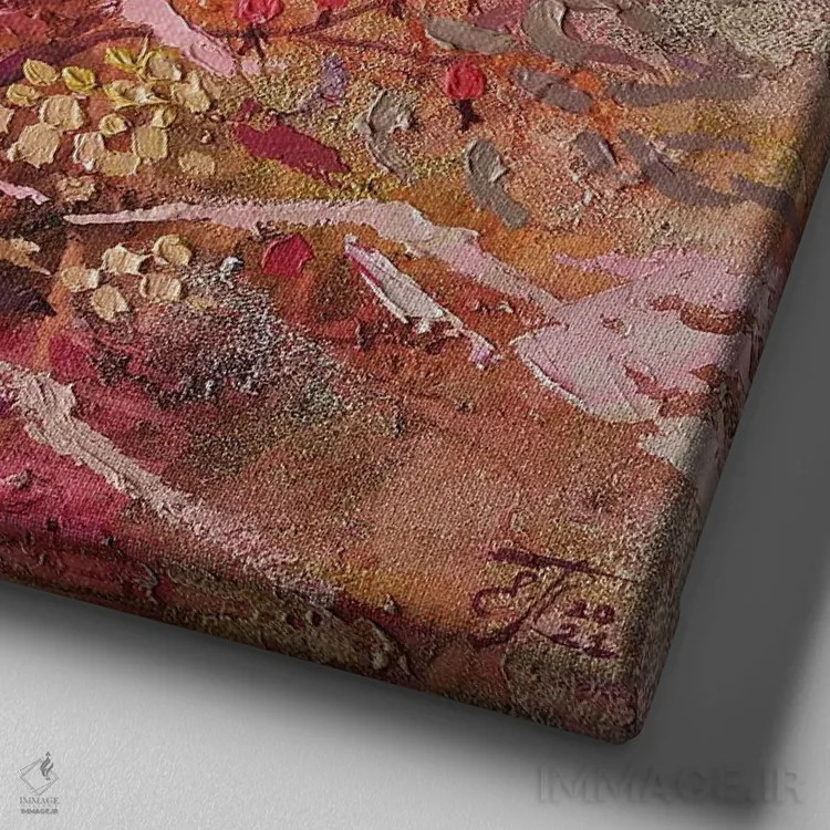 تابلو خاطرات پاییز گرم اثر اکاترینا پریسیچ - نمای نزدیک بافت بوم