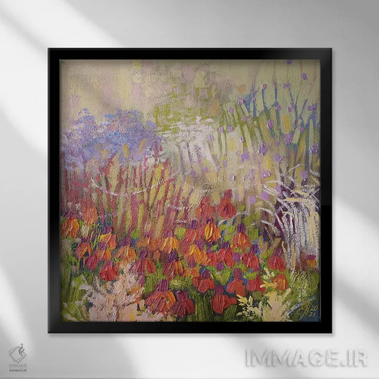 تابلو نور خورشید از میان گلها اثر اکاترینا پریسیچ - نمای قابدار مشکی