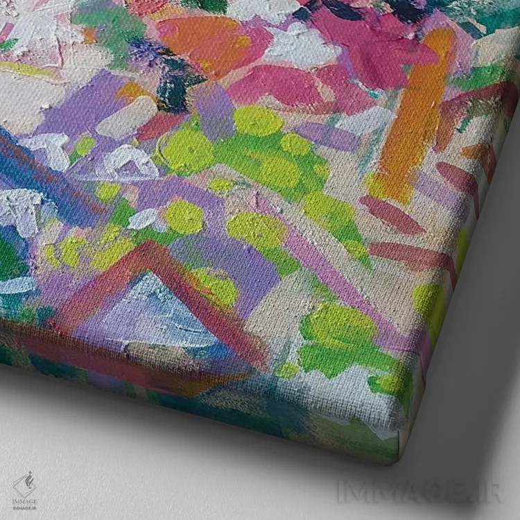 تابلو جشنوارهٔ گلها اثر اکاترینا پریسیچ - نمای نزدیک بافت بوم