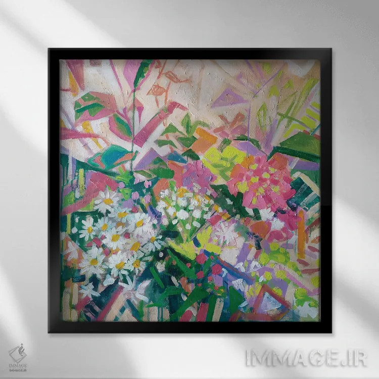 تابلو جشنوارهٔ گلها اثر اکاترینا پریسیچ - نمای قابدار مشکی