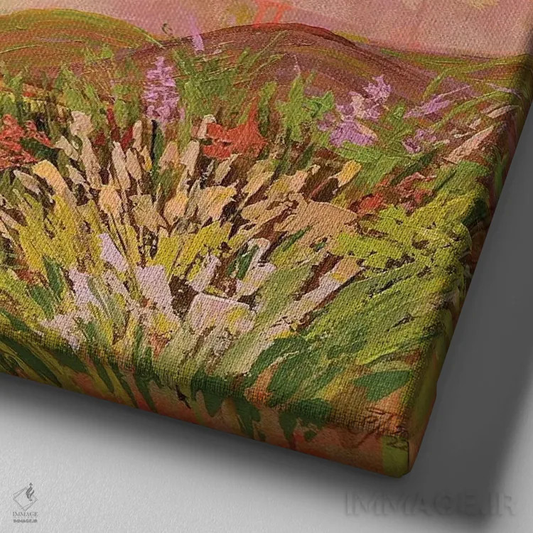 تابلو رودخانهٔ اسرارآمیز اثر اکاترینا پریسیچ - نمای نزدیک بافت بوم