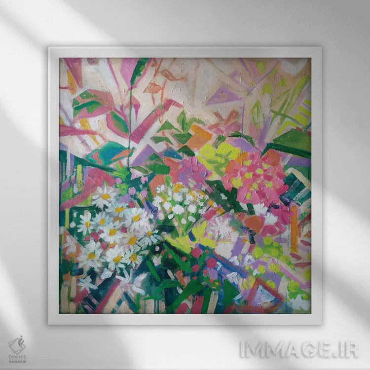 تابلو جشنوارهٔ گلها اثر اکاترینا پریسیچ - نمای قابدار سفید