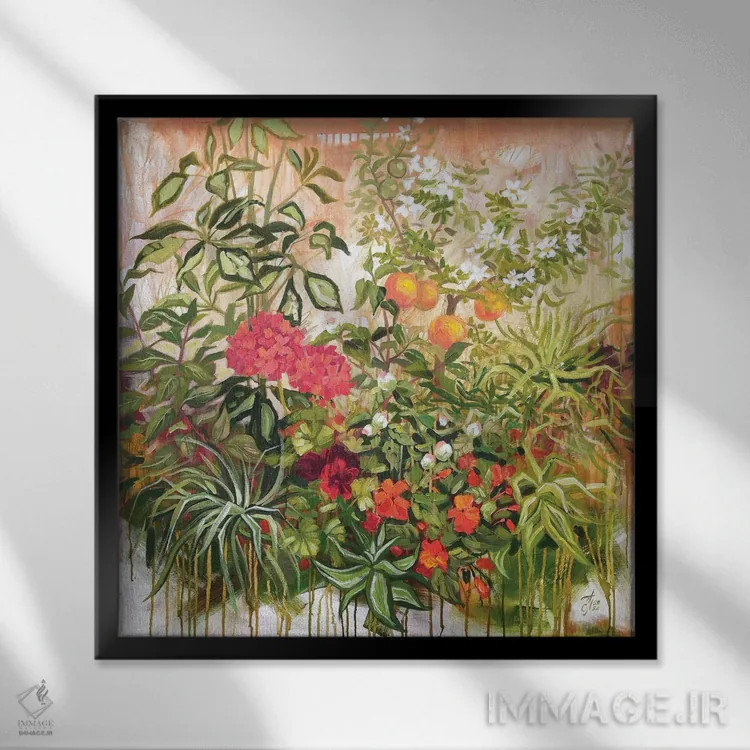 تابلو باغ گرمسیری اثر اکاترینا پریسیچ - نمای قابدار مشکی