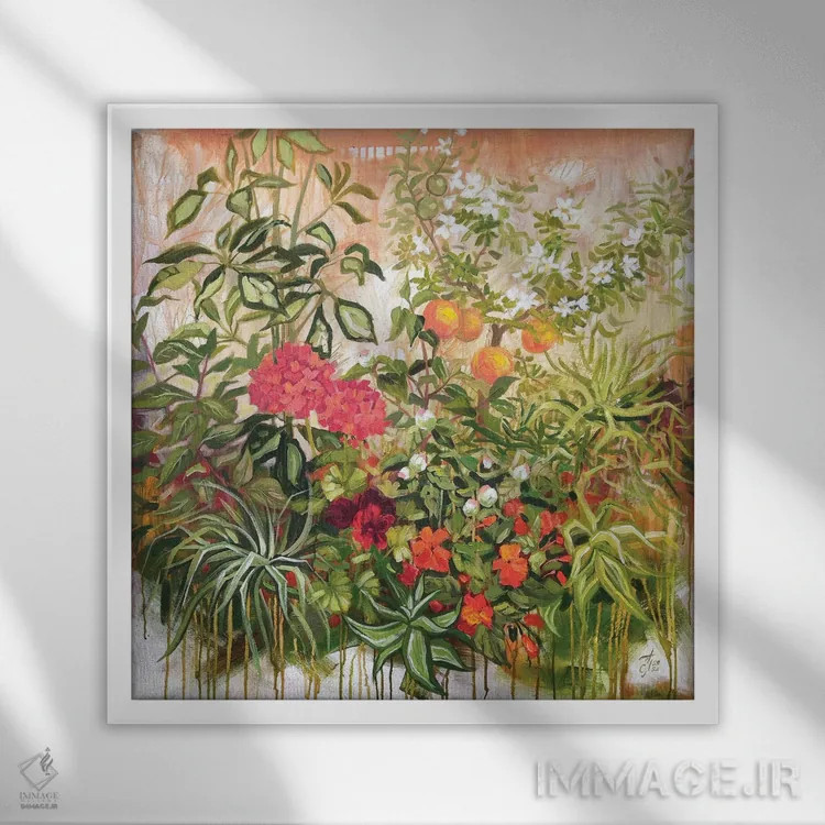 تابلو باغ گرمسیری اثر اکاترینا پریسیچ - نمای قابدار سفید