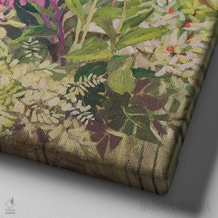 تابلو حال و هوای پاییزی اثر اکاترینا پریسیچ - نمای نزدیک بافت بوم