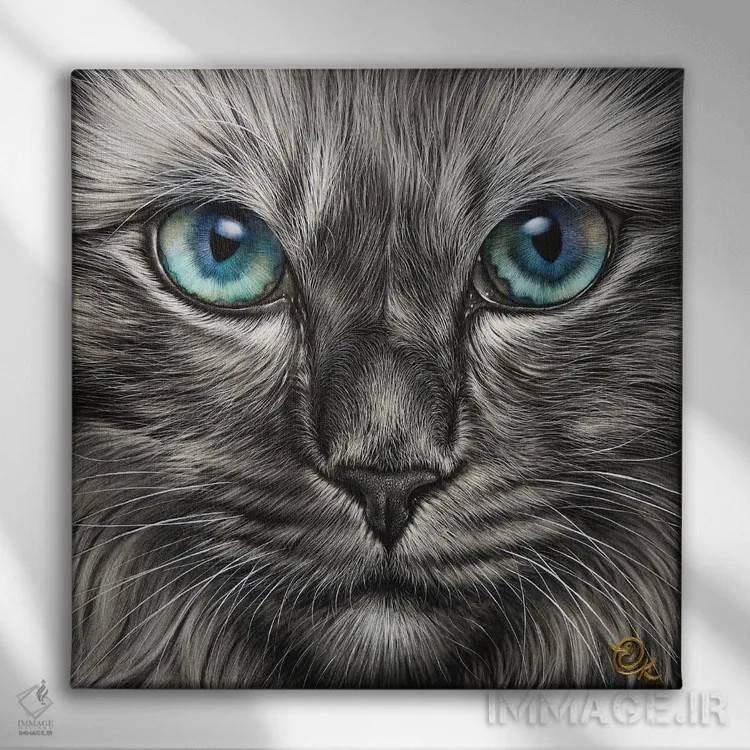 تابلو نگاه آبی اثر النا کولوتوشا - نمای روبهرو روی دیوار