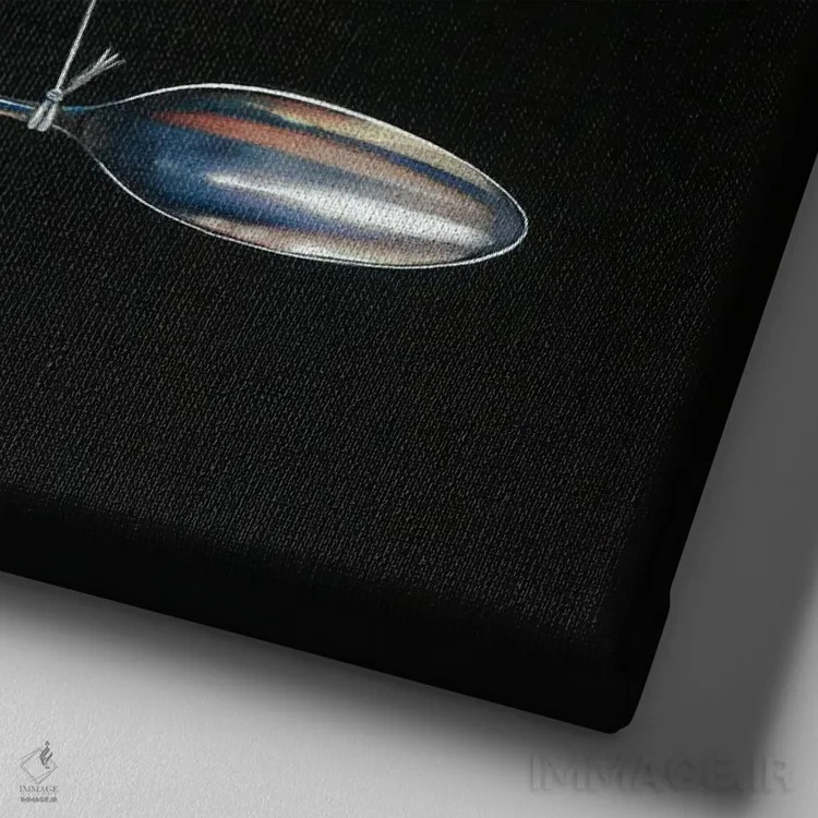 تابلو پرنده پری سرخوش روی قاشق (گونه پریآبی استرالیا) اثر النا کولوتوشا - نمای نزدیک بافت بوم