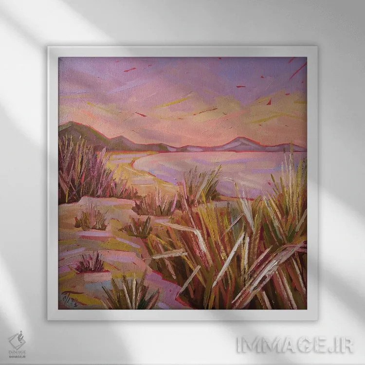 تابلو بوتهزارهای ساحلی در غروب اثر اکاترینا پریسیچ - نمای قابدار سفید