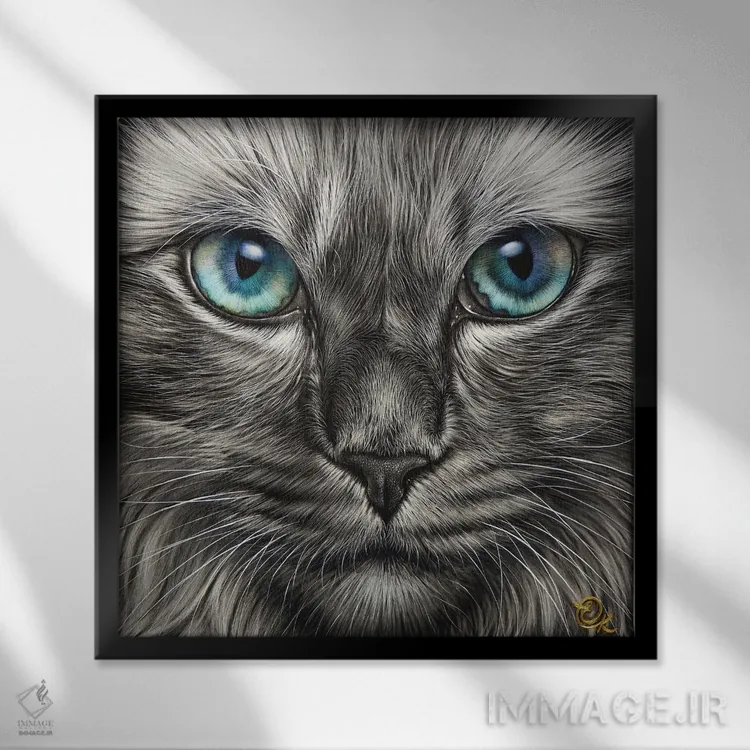 تابلو نگاه آبی اثر النا کولوتوشا - نمای قابدار مشکی