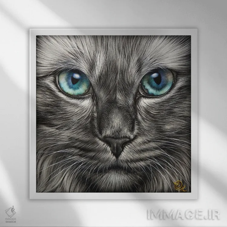 تابلو نگاه آبی اثر النا کولوتوشا - نمای قابدار سفید