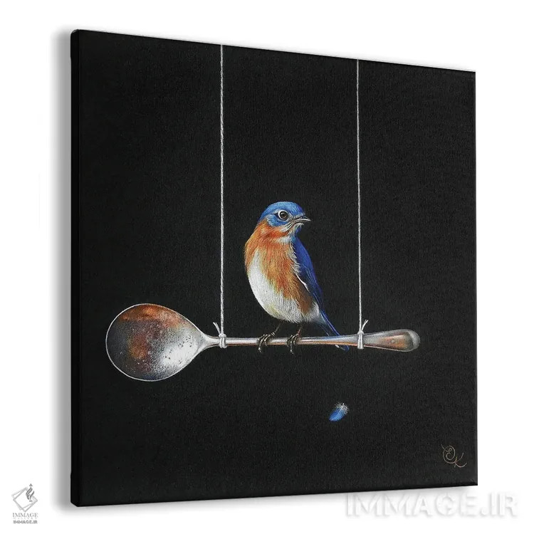 تابلو پرنده روی قاشق اثر النا کولوتوشا - نمای پرسپکتیو محصول