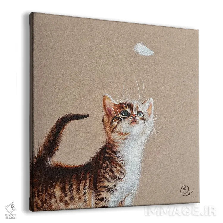 تابلو بچهگربه و پر اثر النا کولوتوشا - نمای پرسپکتیو محصول