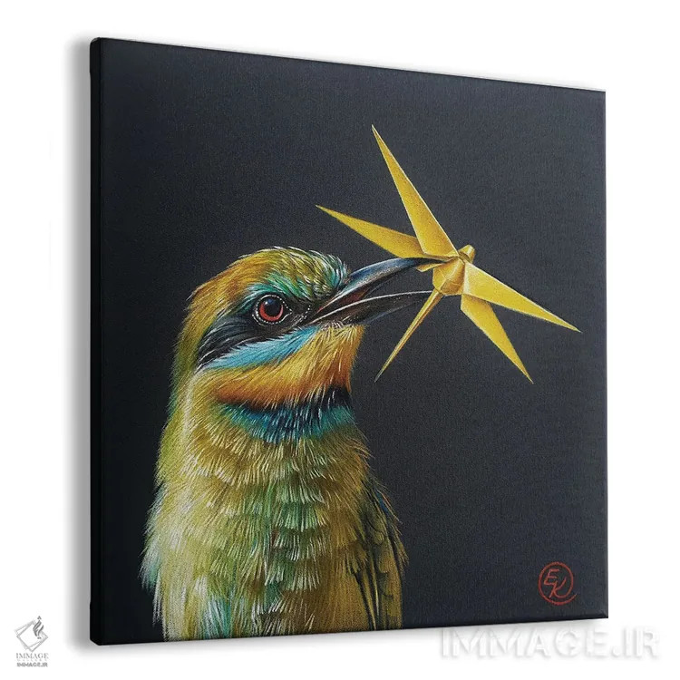 تابلو شکار (زنبورخوار رنگینکمان) اثر النا کولوتوشا - نمای پرسپکتیو محصول