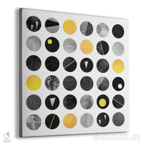 تابلو نقطههای زرد و مشکی اثر الیزابت فردریکسون - نمای پرسپکتیو محصول
