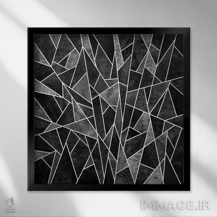 تابلو سامانسات سیاه شکسته (آبستره) اثر الیزابت فردریکسون - نمای قابدار مشکی