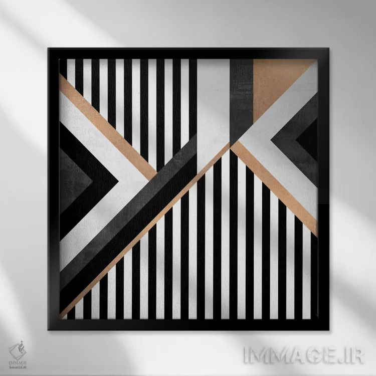 تابلو ترکیب راهراهها اثر الیزابت فردریکسون - نمای قابدار مشکی