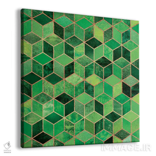 تابلو مکعبهای سبز اثر الیزابت فردریکسون - نمای پرسپکتیو محصول