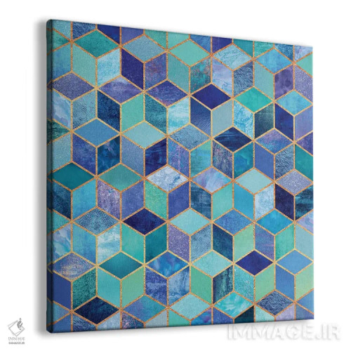 تابلو مکعبهای آبی اثر الیزابت فردریکسون - نمای پرسپکتیو محصول