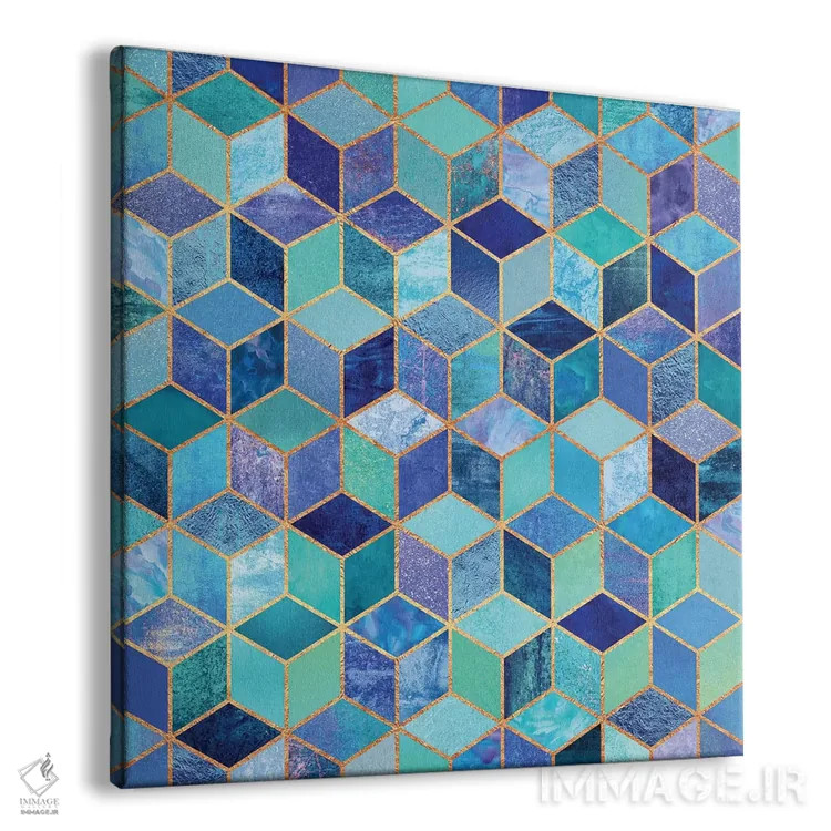 تابلو مکعبهای آبی اثر الیزابت فردریکسون - نمای پرسپکتیو محصول