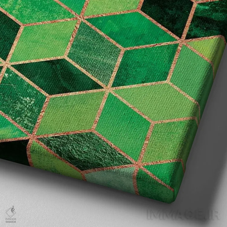 تابلو مکعبهای سبز اثر الیزابت فردریکسون - نمای نزدیک بافت بوم