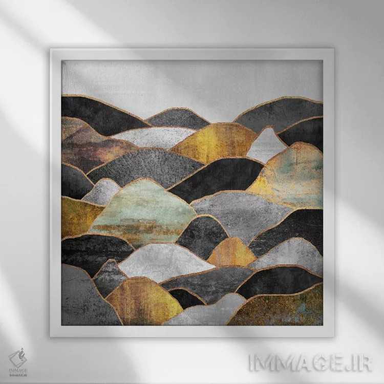 تابلو تپهها ۱ اثر الیزابت فردریکسون - نمای قابدار سفید