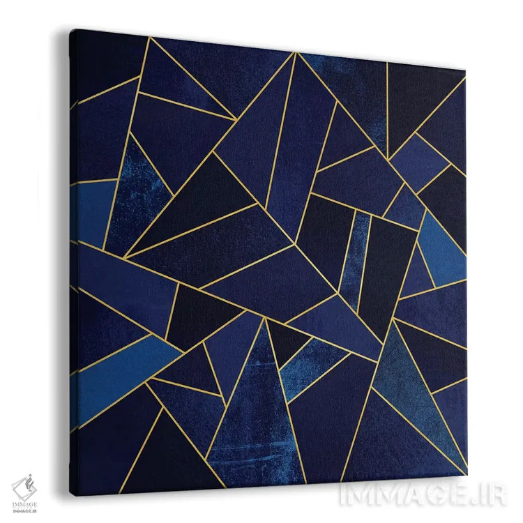 تابلو سنگ آبی با خطوط طلایی اثر الیزابت فردریکسون - نمای پرسپکتیو محصول