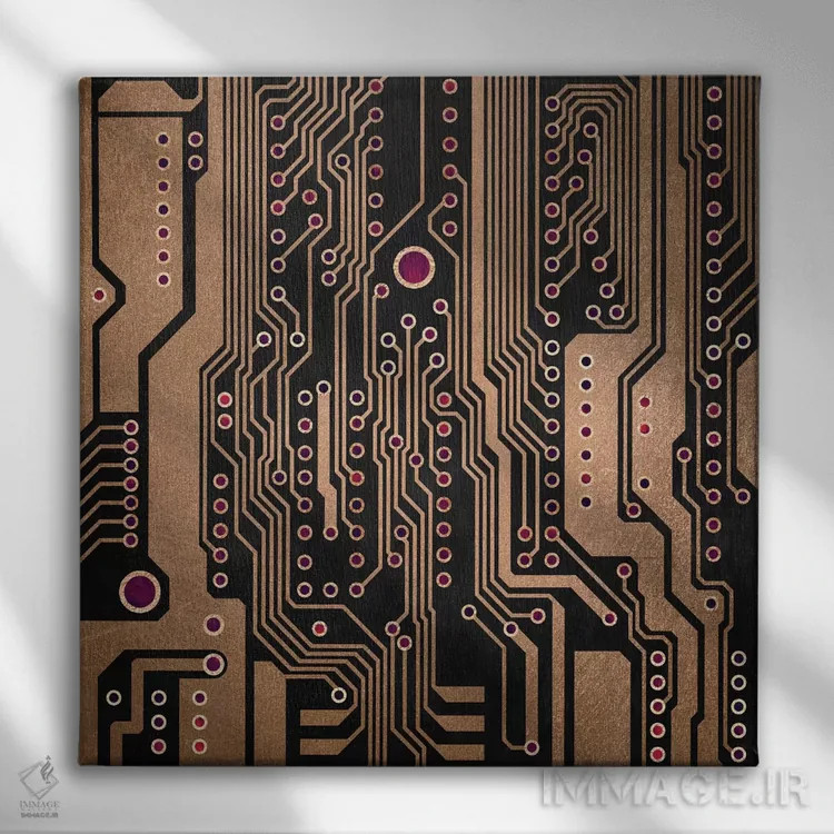تابلو مدار چاپی ۳ (الکترونیکی) اثر الیزابت فردریکسون - نمای روبهرو روی دیوار