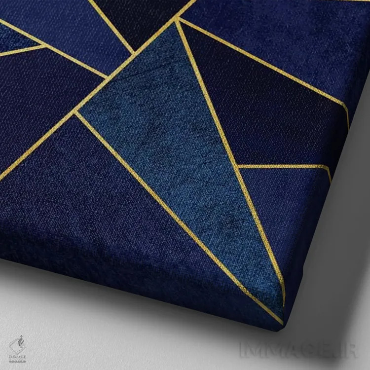 تابلو سنگ آبی با خطوط طلایی اثر الیزابت فردریکسون - نمای نزدیک بافت بوم