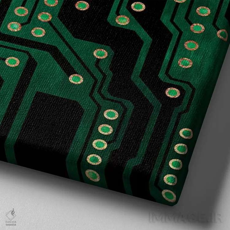 تابلو مدار چاپی ۲ (الکترونیکی) اثر الیزابت فردریکسون - نمای نزدیک بافت بوم