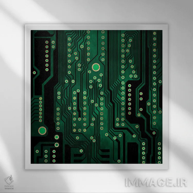 تابلو مدار چاپی ۲ (الکترونیکی) اثر الیزابت فردریکسون - نمای قابدار سفید