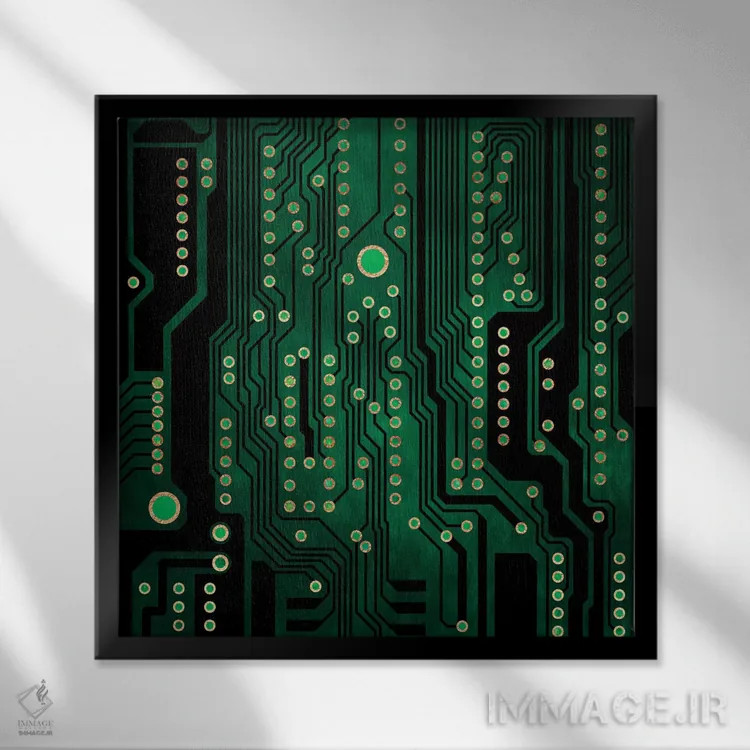 تابلو مدار چاپی ۲ (الکترونیکی) اثر الیزابت فردریکسون - نمای قابدار مشکی