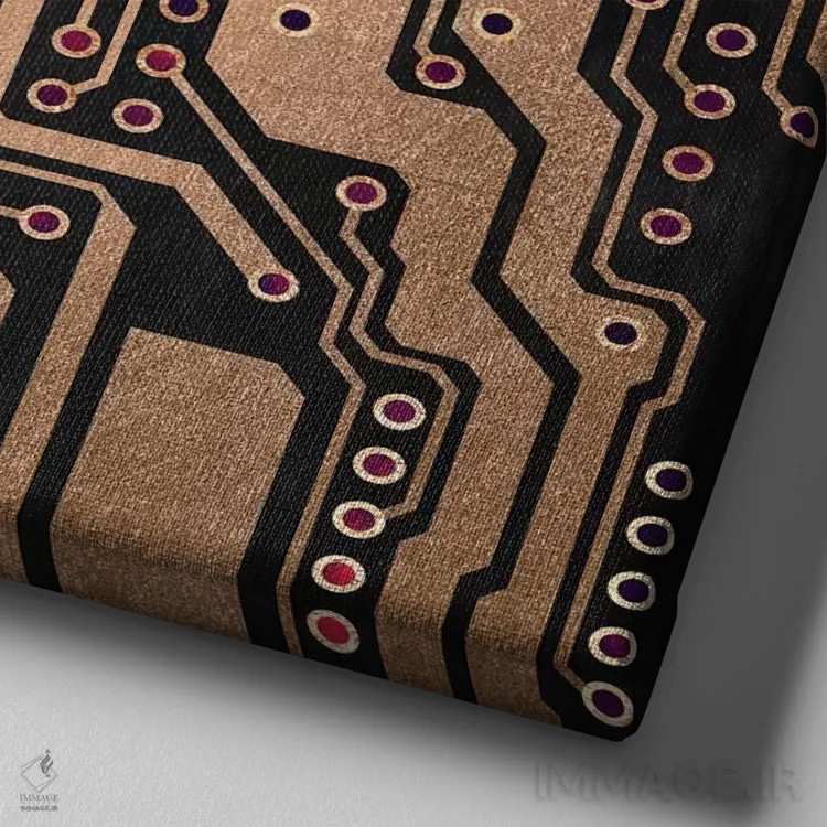 تابلو مدار چاپی ۳ (الکترونیکی) اثر الیزابت فردریکسون - نمای نزدیک بافت بوم